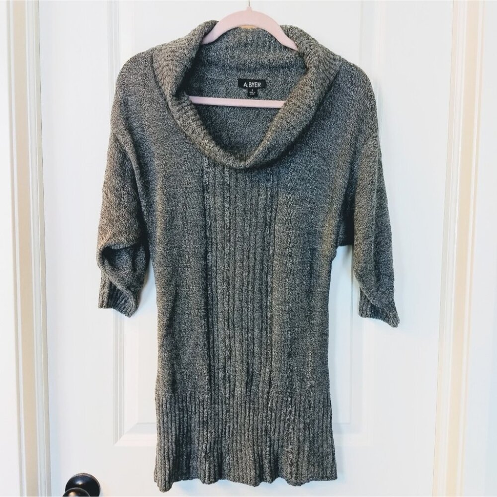 Women's A. Byer Gray Cowl Neck Tunic Sweater Small